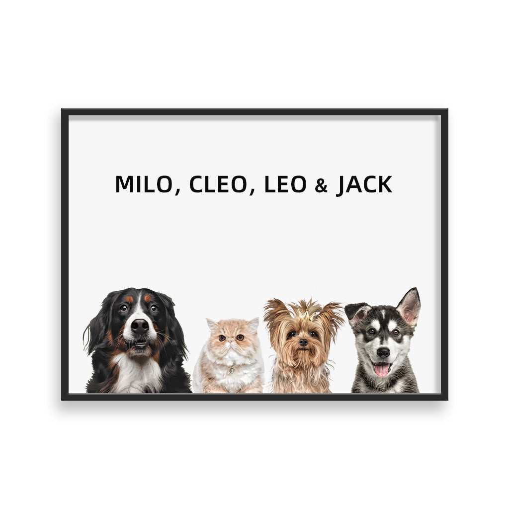 Custom Pet Portrait - Four Pets