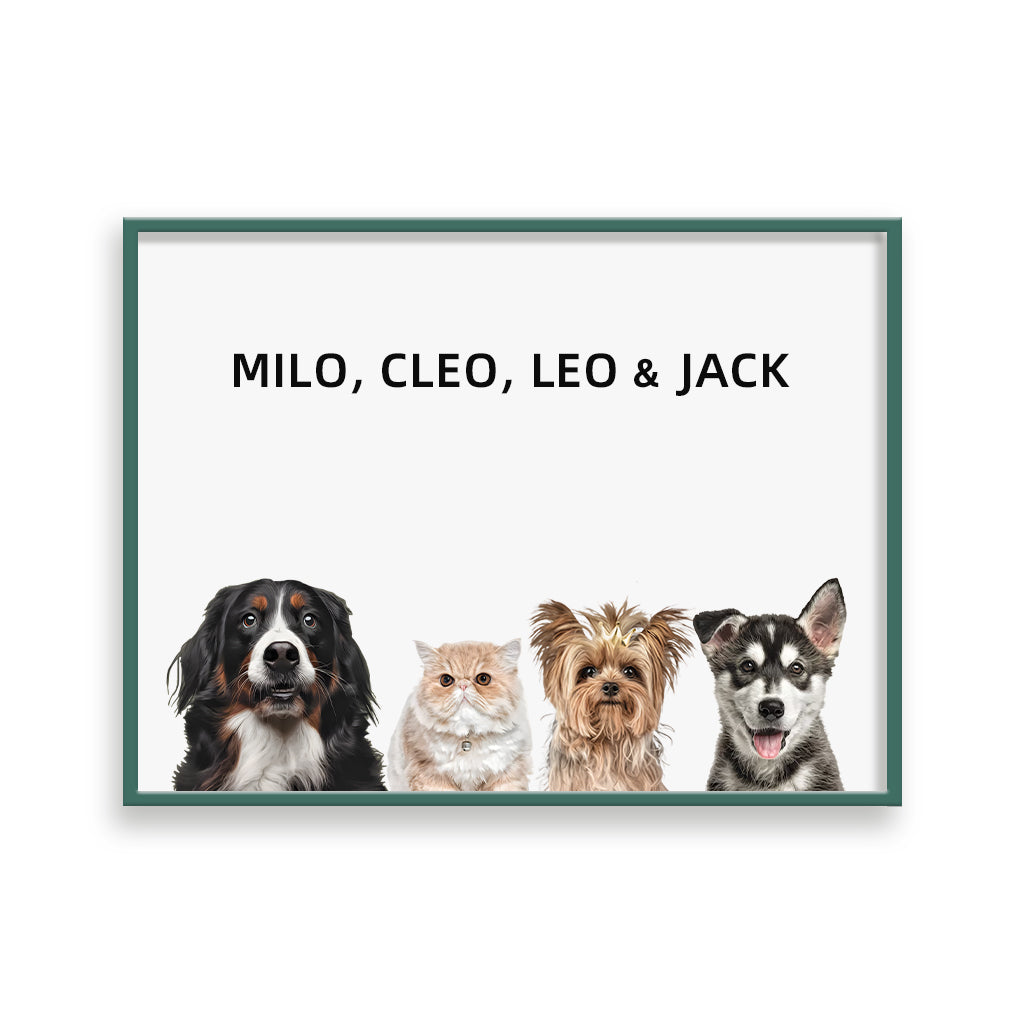 Custom Pet Portrait - Four Pets