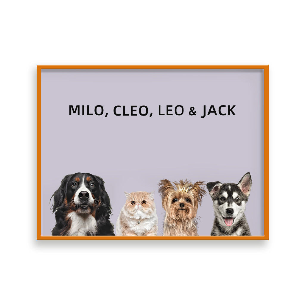 Custom Pet Portrait - Four Pets