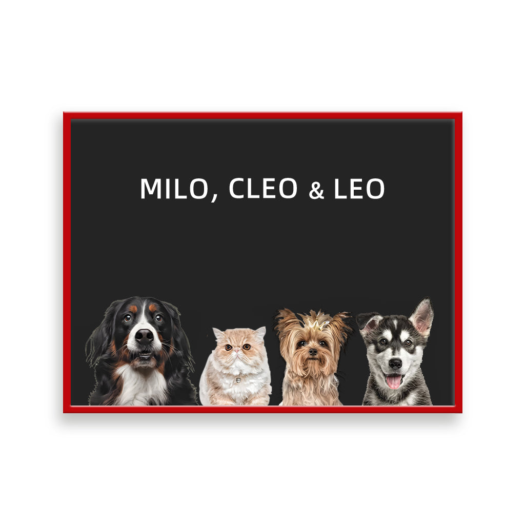Custom Pet Portrait - Four Pets