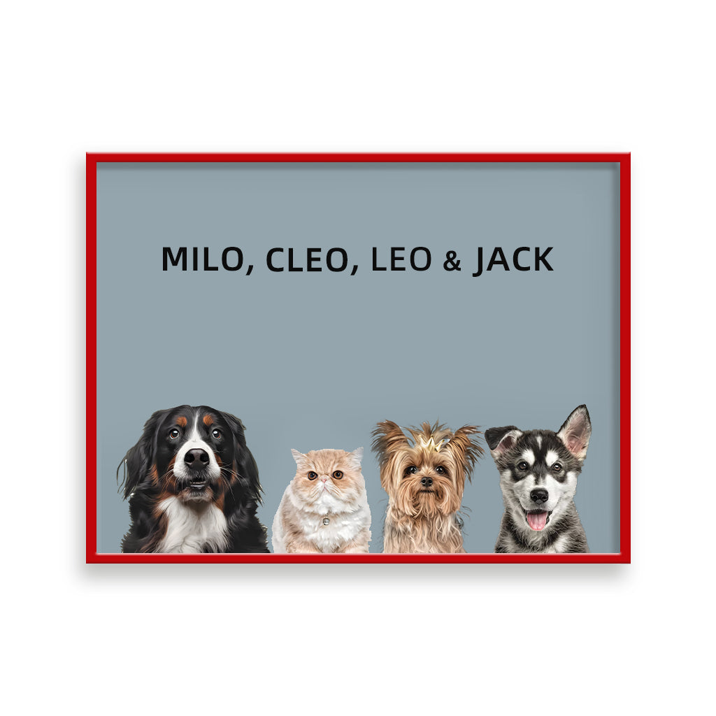 Custom Pet Portrait - Four Pets