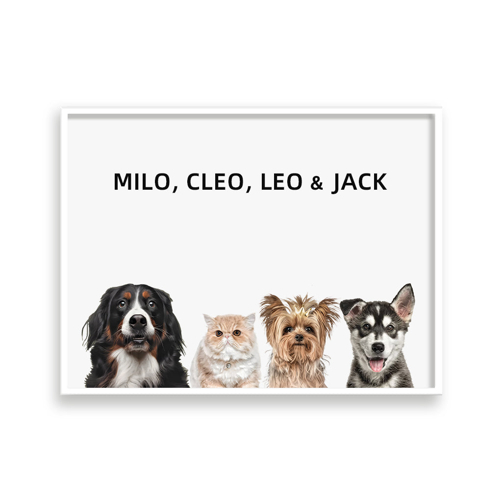 Custom Pet Portrait - Four Pets
