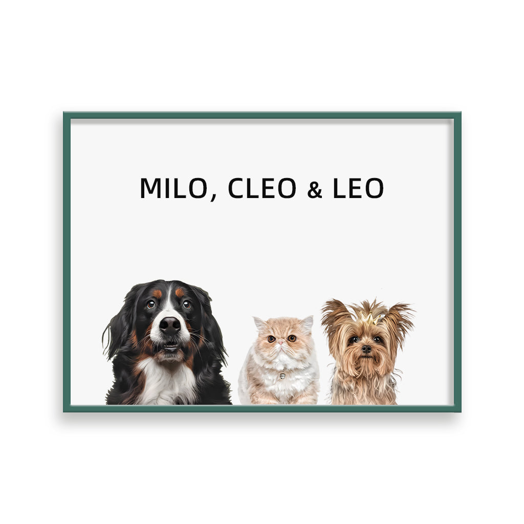 Custom Pet Portrait - Three Pets