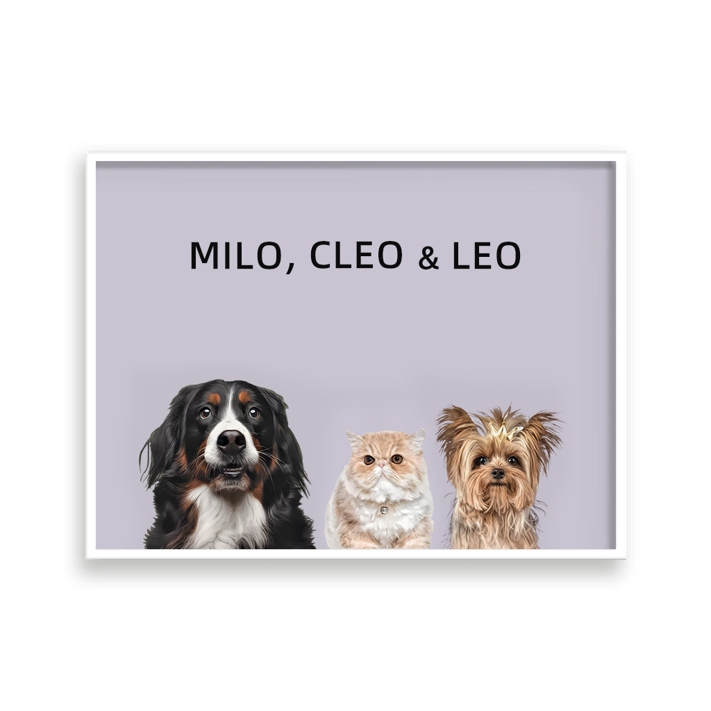 Custom Pet Portrait - Three Pets