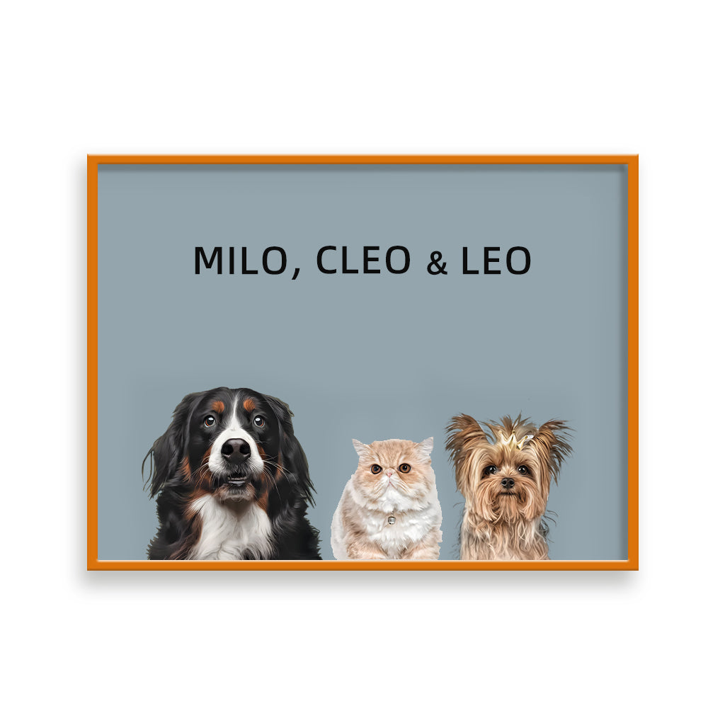 Custom Pet Portrait - Three Pets