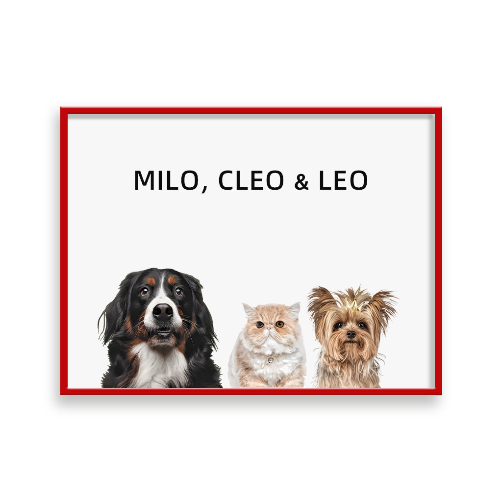 Custom Pet Portrait - Three Pets