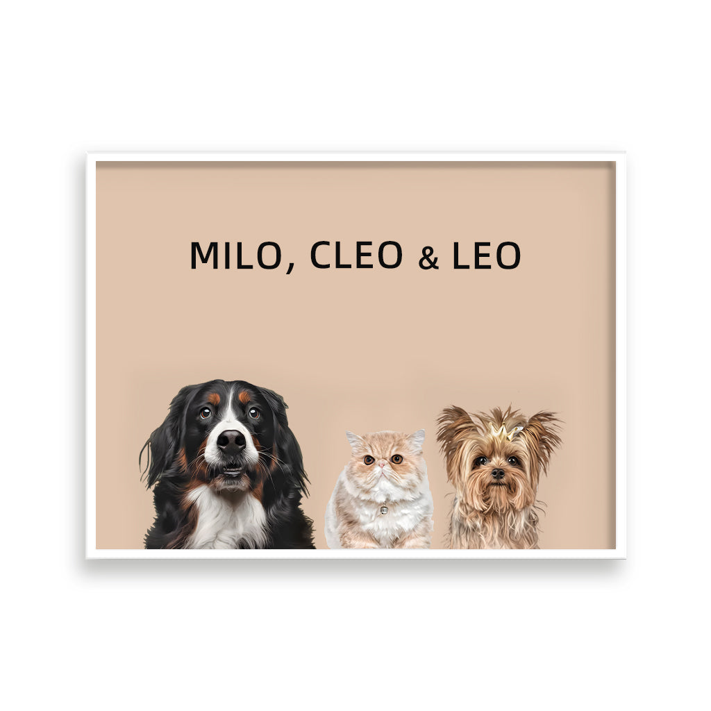Custom Pet Portrait - Three Pets